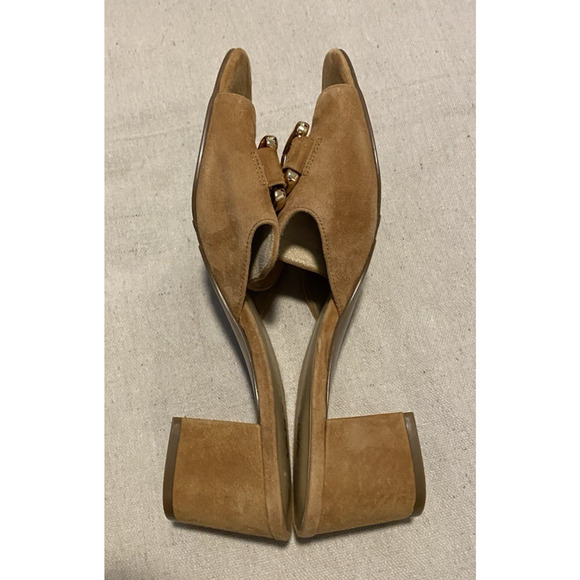 Vaneli Suede Slide Sandals Womens US 9 EU 40 Taupe Leather Wedge Heel Dress Shoe - Picture 5 of 10